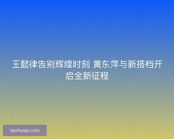 王懿律告别辉煌时刻 黄东萍与新搭档开启全新征程 王懿律告别辉煌时刻 黄东萍与新搭档开启全新征程