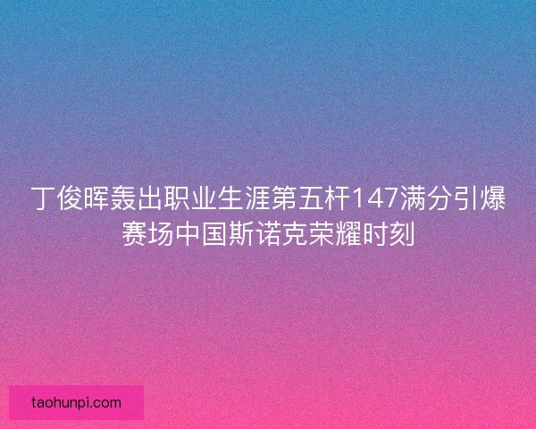 丁俊晖轰出职业生涯第五杆147满分引爆赛场中国斯诺克荣耀时刻 丁俊晖轰出职业生涯第五杆147满分引爆赛场中国斯诺克荣耀时刻